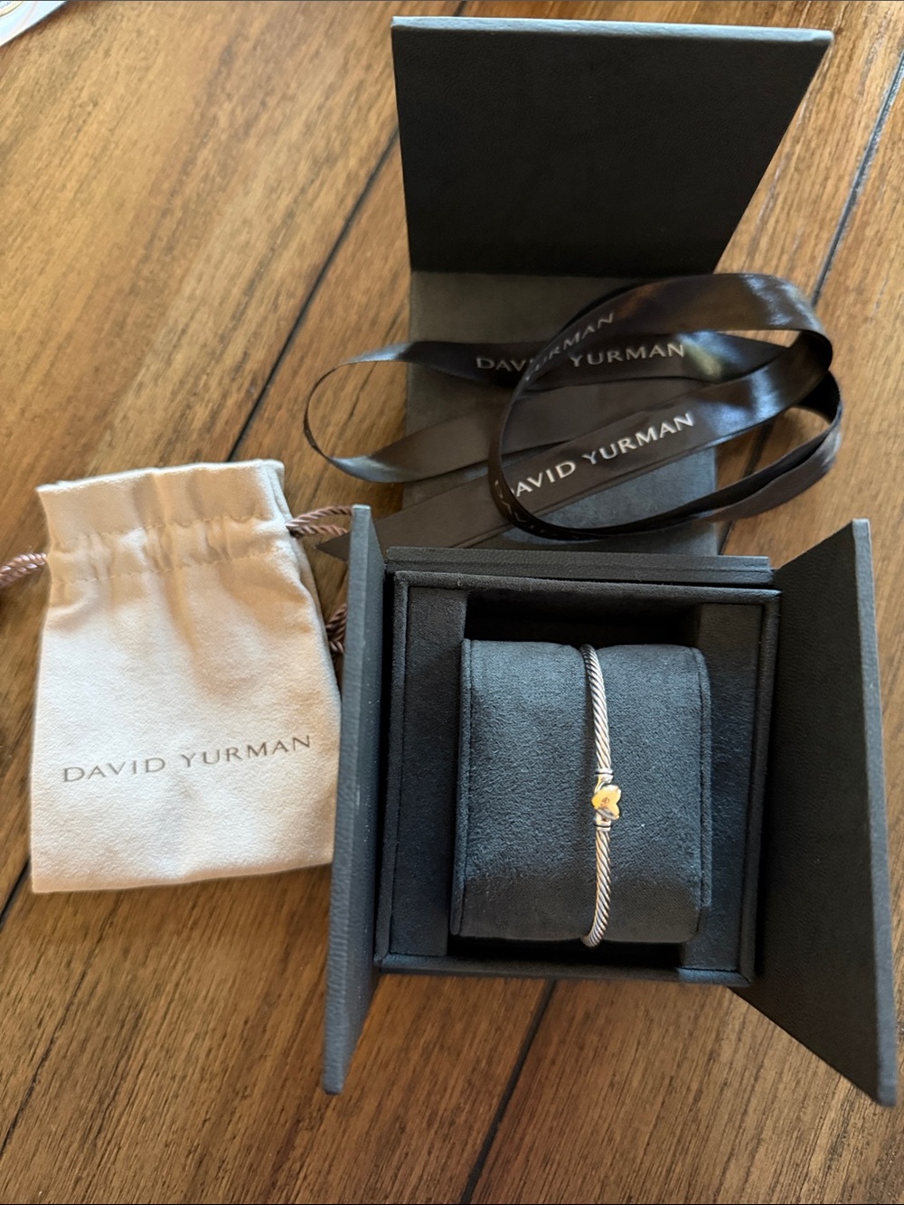 David Yurman Two-Tone Cable Bracelet with Gold Accent - Silver and Gold